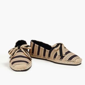 New Tory Burch bow Espadrille  vintage stripe ribbon